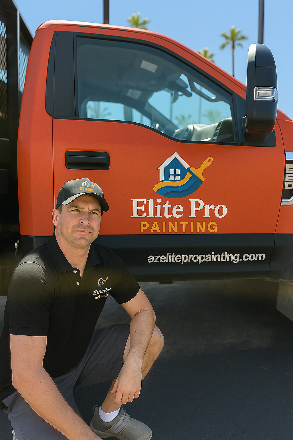 AZ Elite Pro Painting crew member carefully cutting in paint along a wall edge